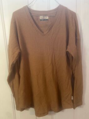 Magellan Outdoors Outdoors Womens V-Neck Waffle Knit Sweater - Tan